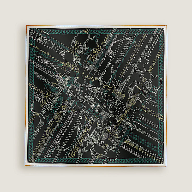 Concours d'Etriers Remix double face scarf 70 - Black | Hermès